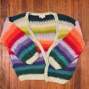 Listicle Green and Orange Cardigan Sweaters